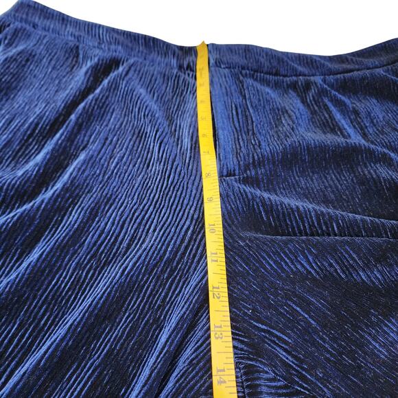 Eloquii Womens Velvet Crinkle Wide Leg Pants Plus Size 18 Blue High Rise Whimsy - Picture 10 of 12